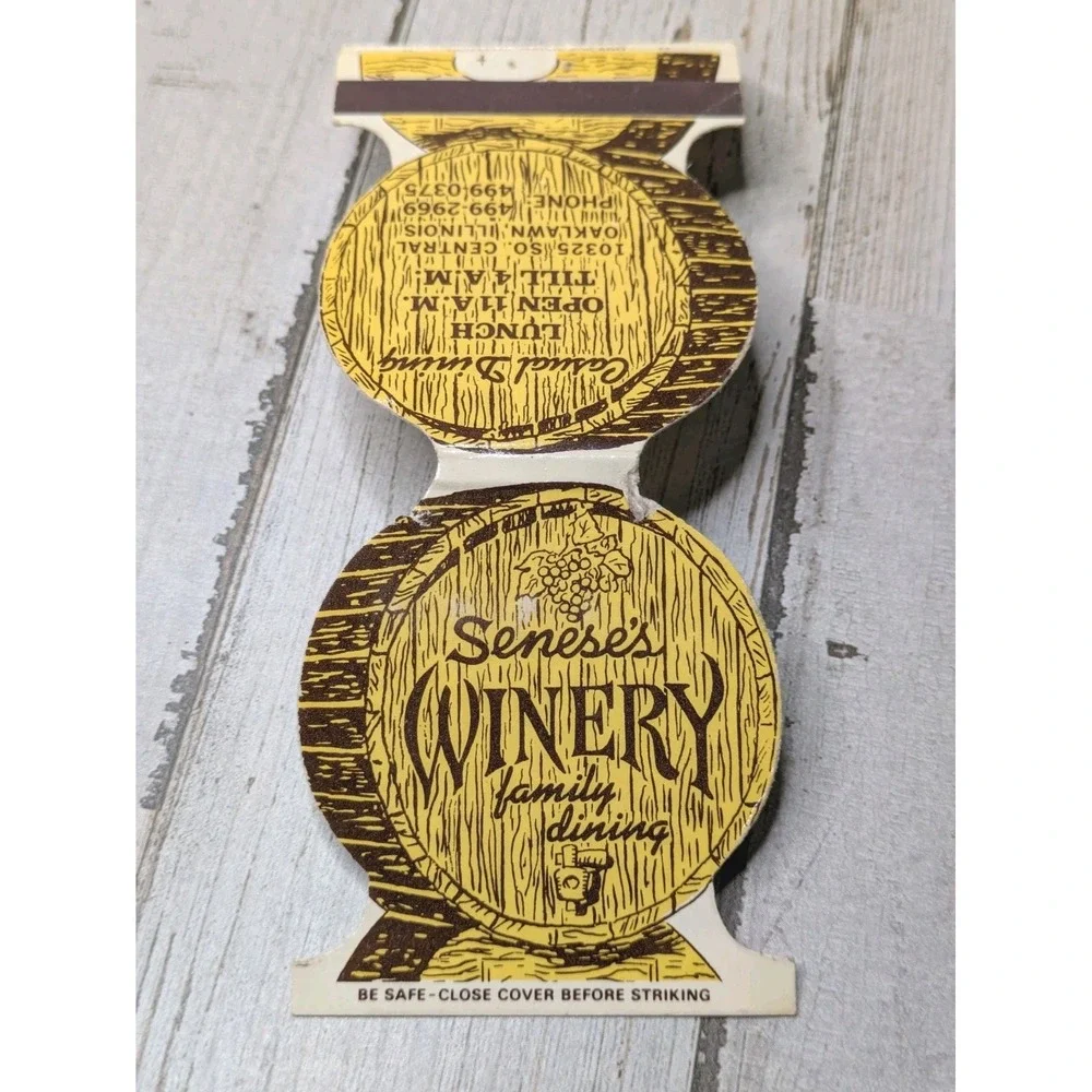 Vintage Matchbook‎ Cover Senese's Winery Family Restaurant Oaklawn Illinois